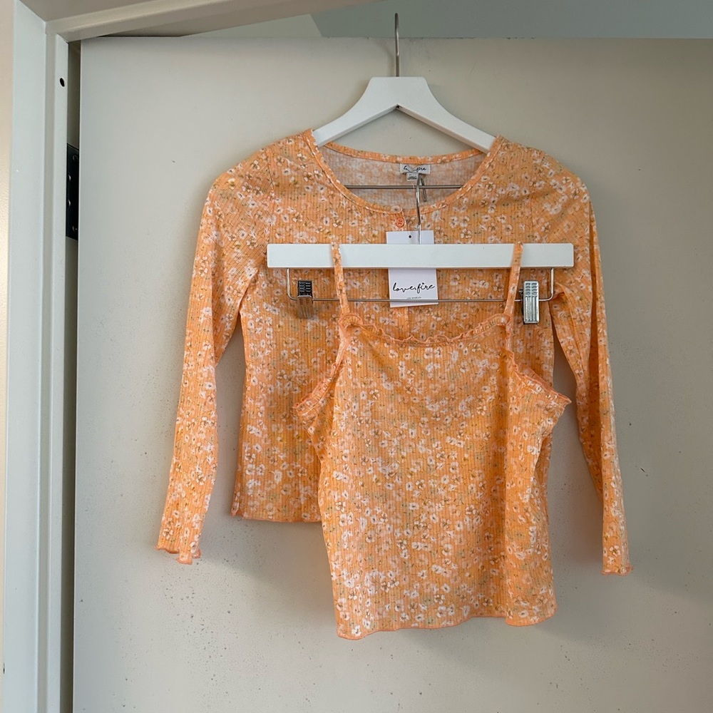 Love, Fire Floral Cardigan Set Youth NWT